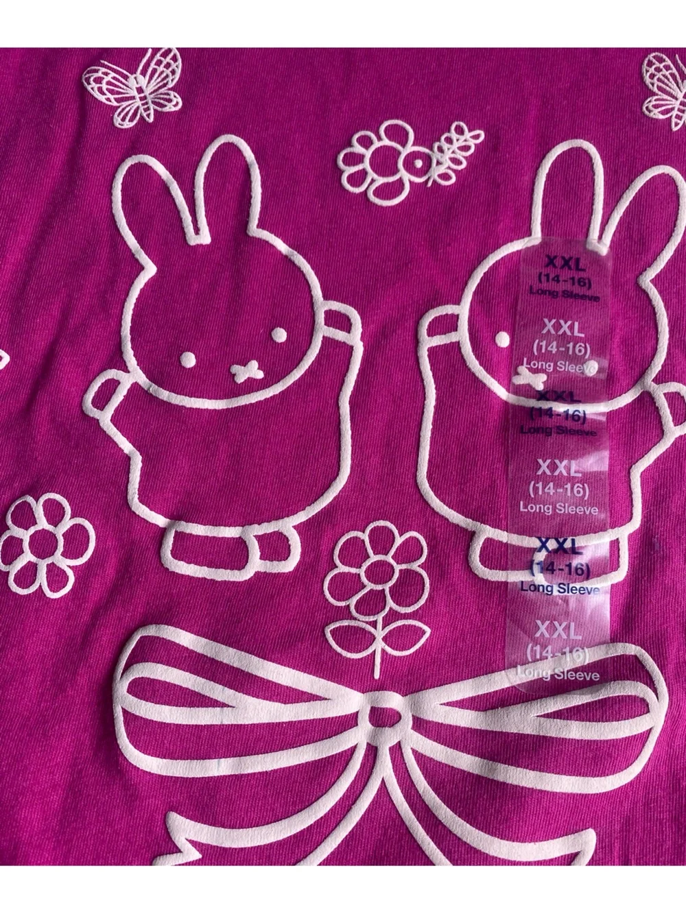 NEW - GAP Bright Pink Long-Sleeve Tee with Bunny Graphic
